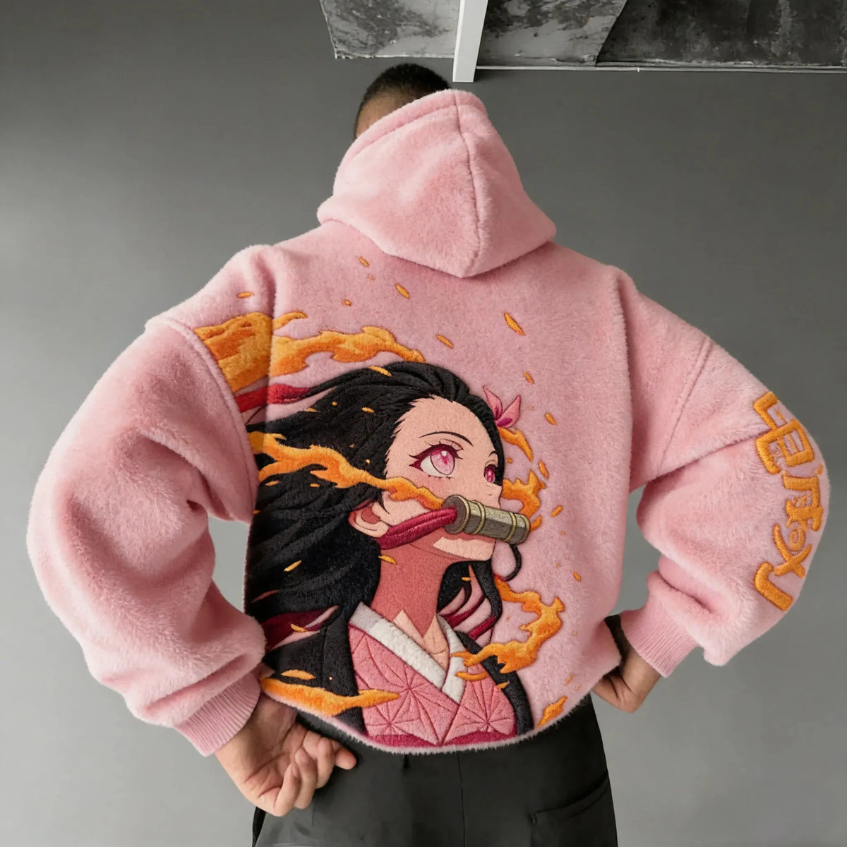 KNY Color-blocked Corduroy Hooded Sweatshirt