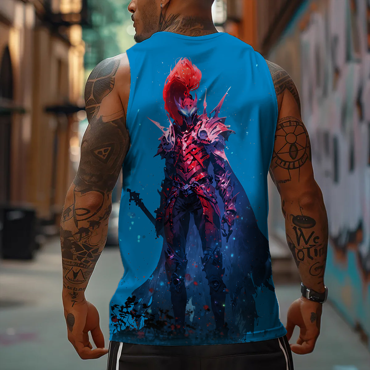 SL-Oversized Anime Print Gym Tank Top