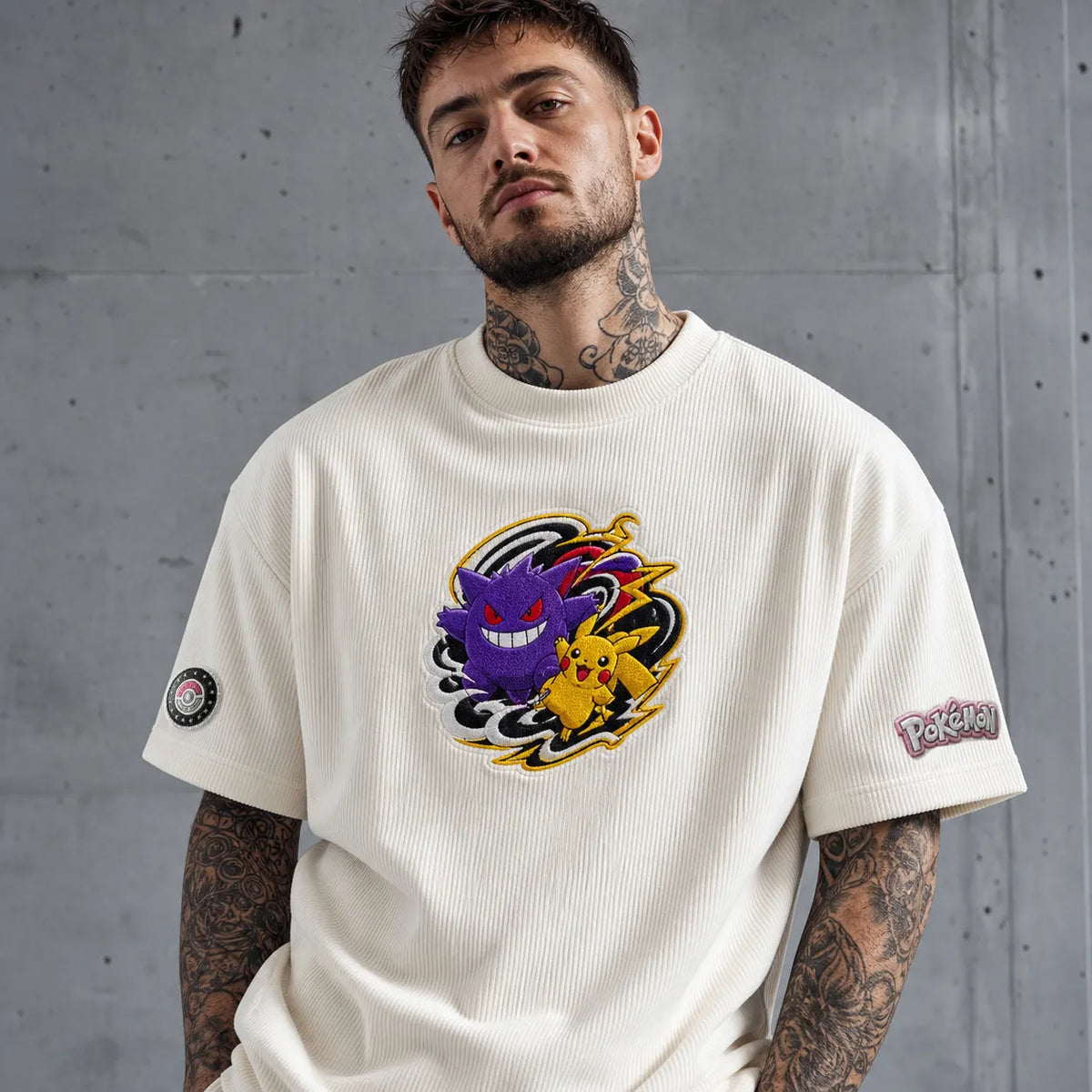 Pokémon Unisex Anime-Style Retro Corduroy Oversized T-Shirt