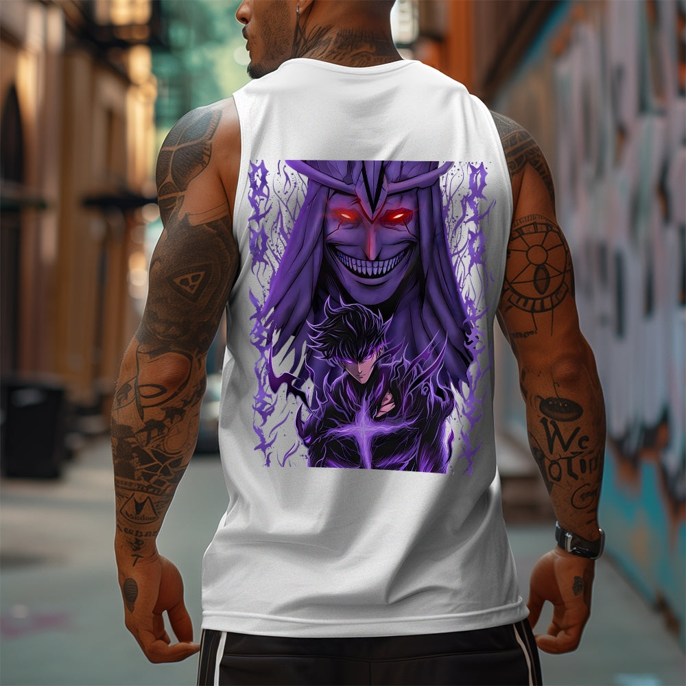 SL-Oversized Anime Print Gym Tank Top