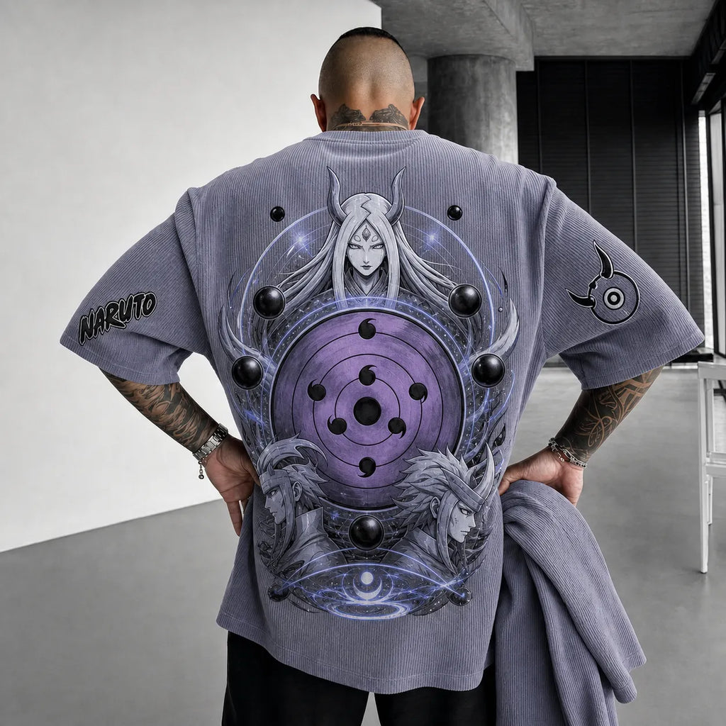 NINDO Unisex Anime-Style Retro Corduroy Oversized T-Shirt