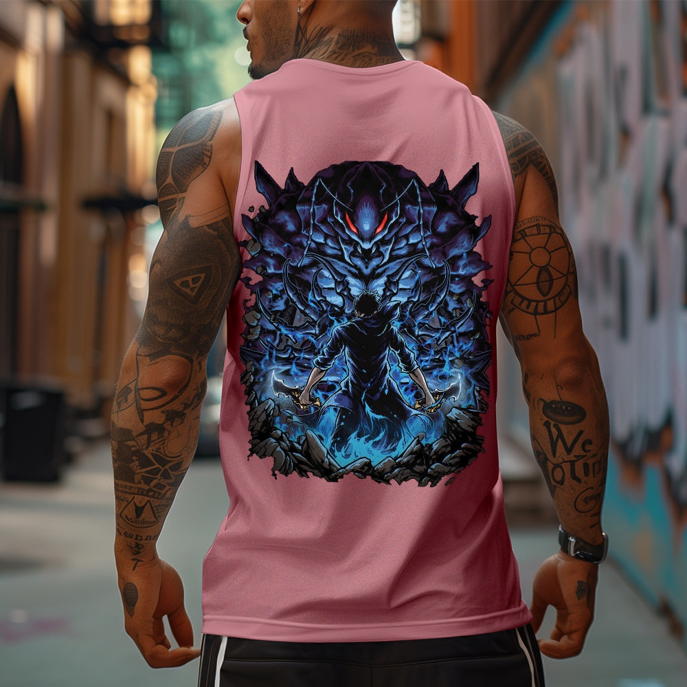 SL-Oversized Anime Print Gym Tank Top