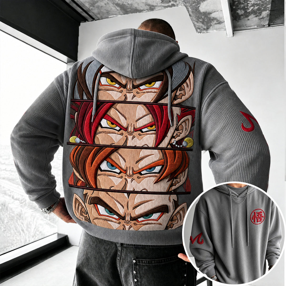Dragon Ball Unisex Retro Corduroy Hoodie With Anime-style Graphics