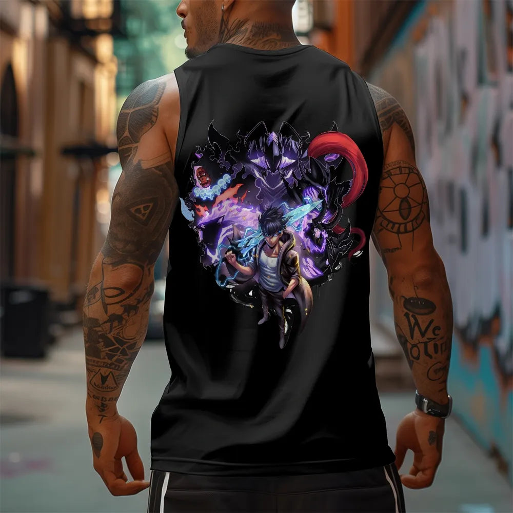 SL-Oversized Anime Print Gym Tank Top