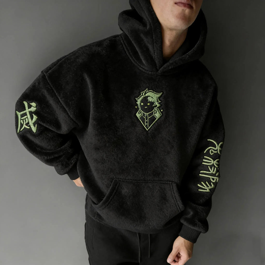 KNY Color-blocked Corduroy Hooded Sweatshirt