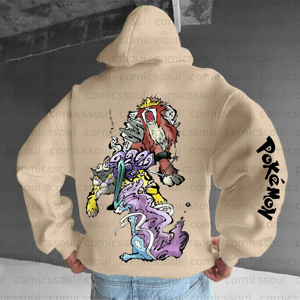 PKM-Unisex Anime Graphic Streetwear Vintage Plush Hoodie