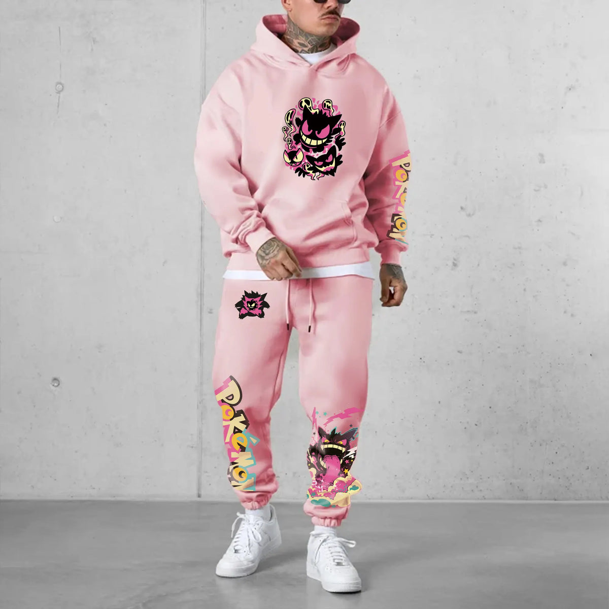PKM-Unisex Anime 3D Print Fleece Hoodie and Pants Set