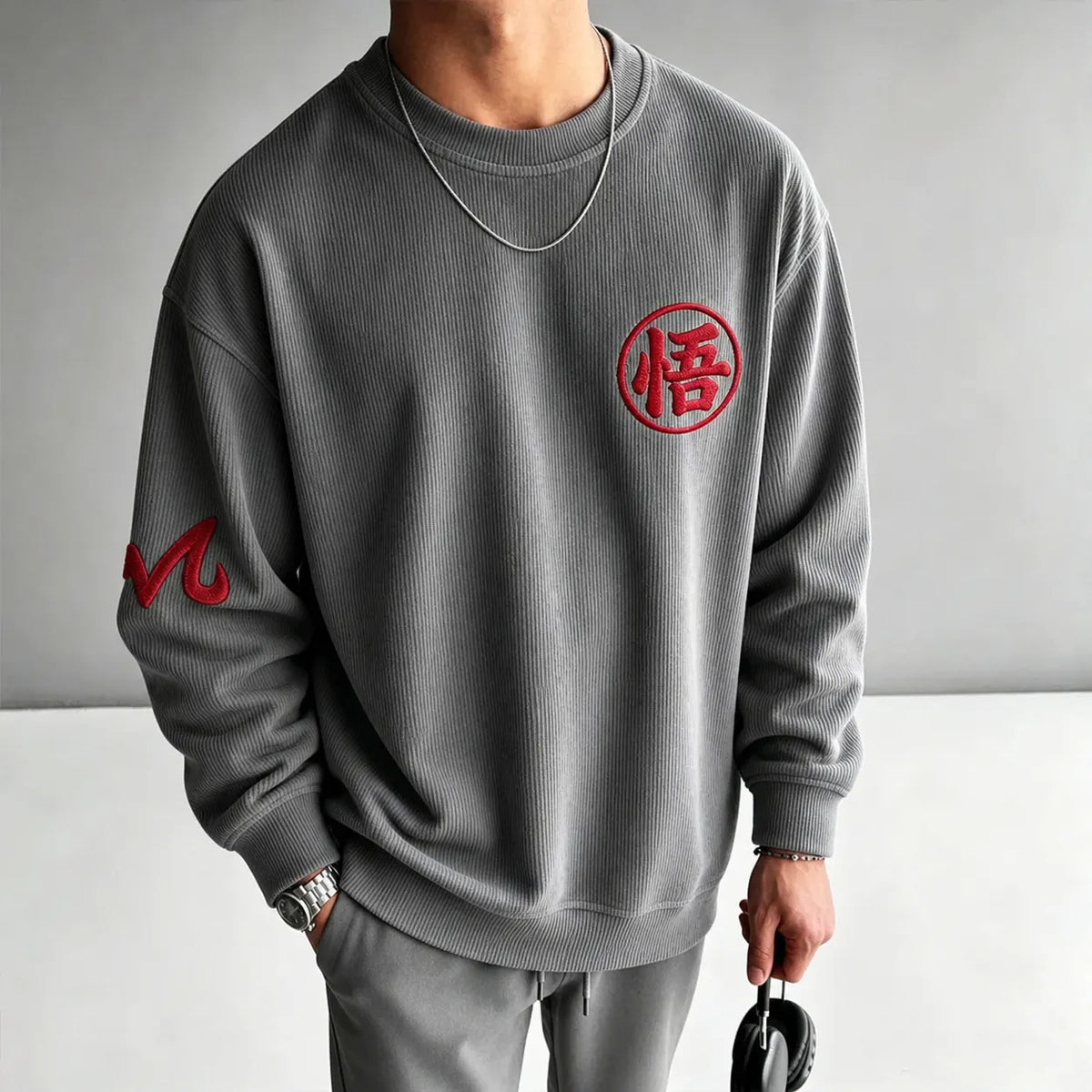 Dragon Ball Unisex Retro Corduroy Sweatshirt In Anime Style