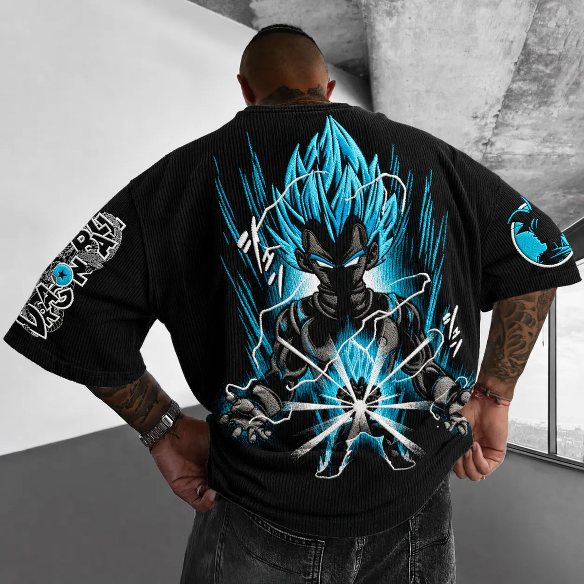 Dragon Ball Unisex Anime-Style Retro Corduroy Oversized T-Shirt