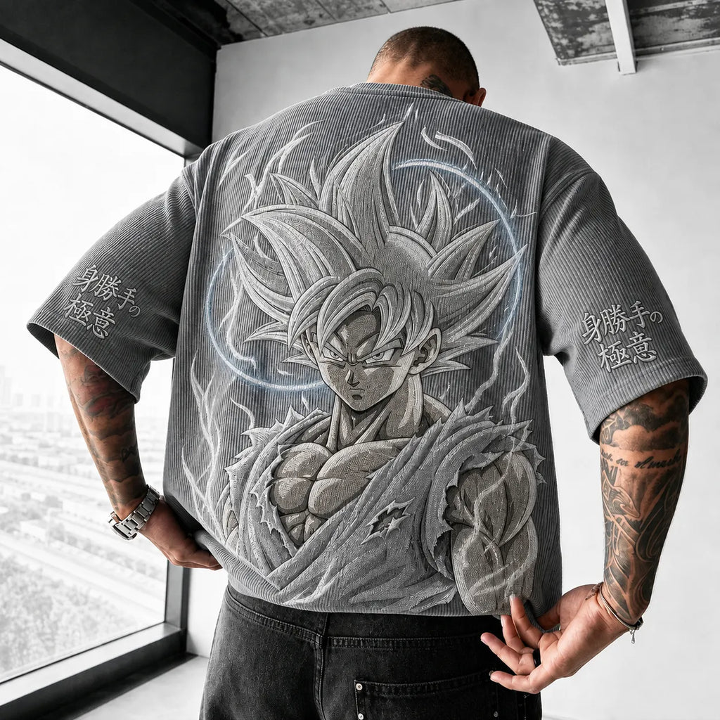 Dragon Ball Unisex Short-Sleeve Corduroy T-Shirt With Anime Print