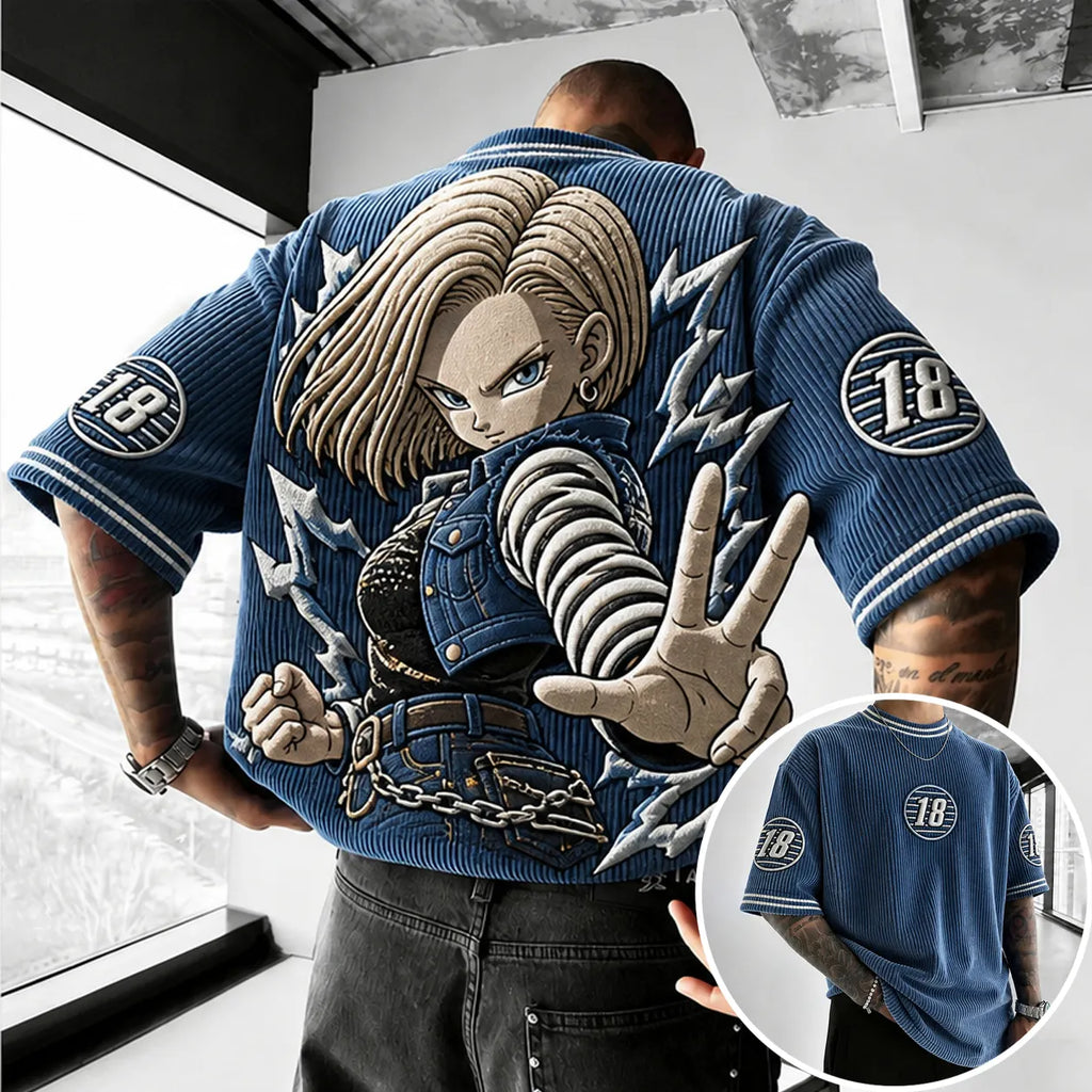 Dragon Ball Unisex Anime-Style Retro Corduroy Oversized T-Shirt
