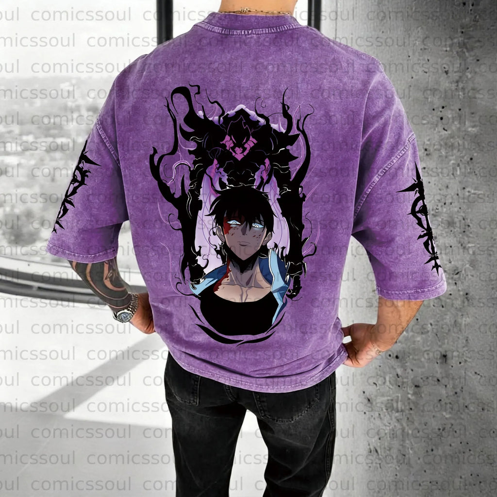 SL-Unisex Anime Inspired Vintage Washed T-Shirt
