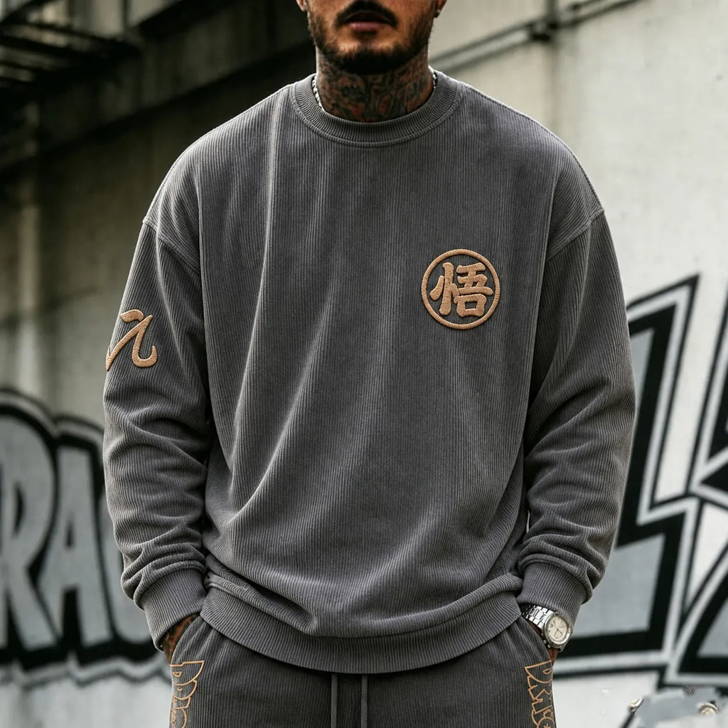 Dragon Ball Unisex Retro Corduroy Sweatshirt In Anime Style