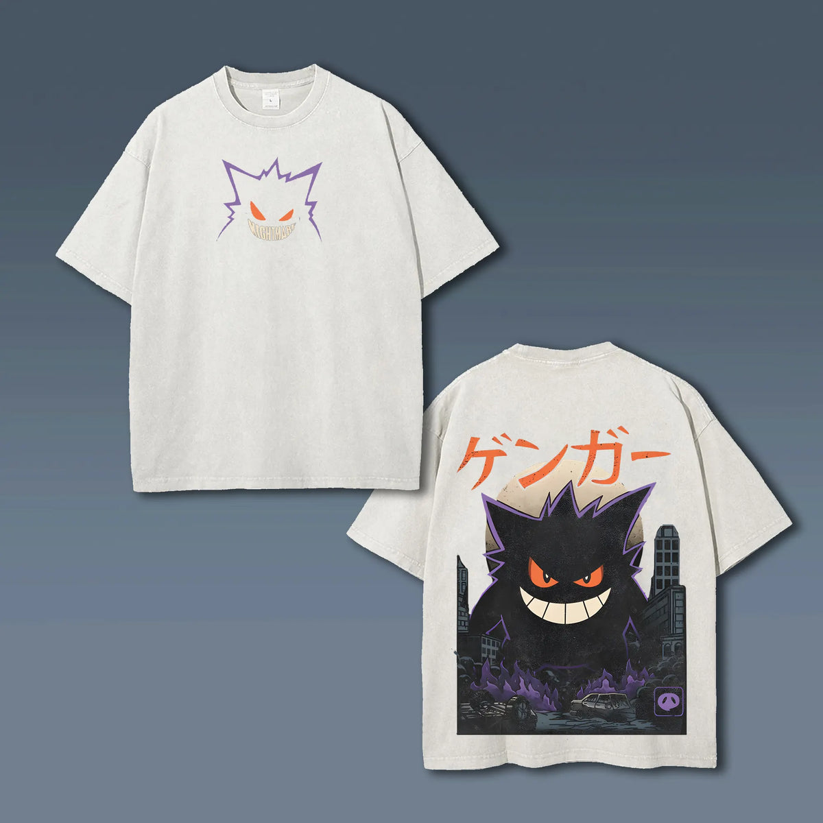 PKM-Unisex Anime Style Vintage Washed T-Shirt