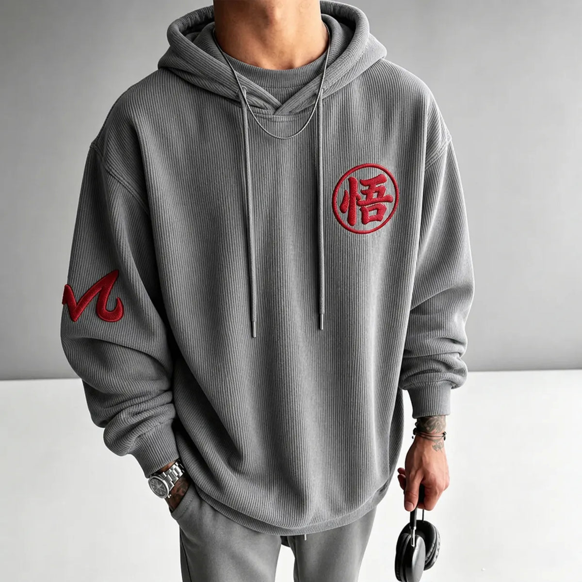 Dragon Ball Unisex Retro Corduroy Hoodie With Anime-style Graphics