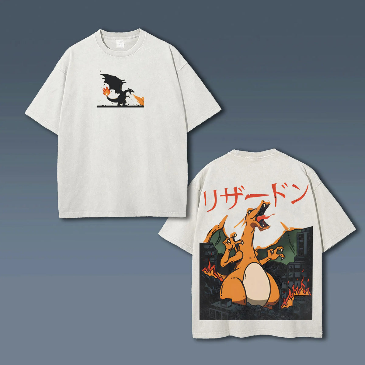 PKM-Unisex Anime Style Vintage Washed T-Shirt