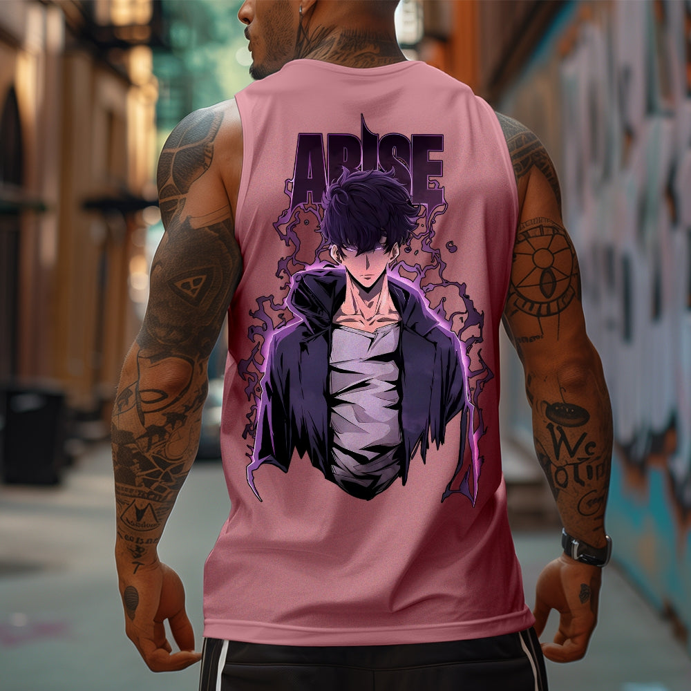 SL-Oversized Anime Print Gym Tank Top