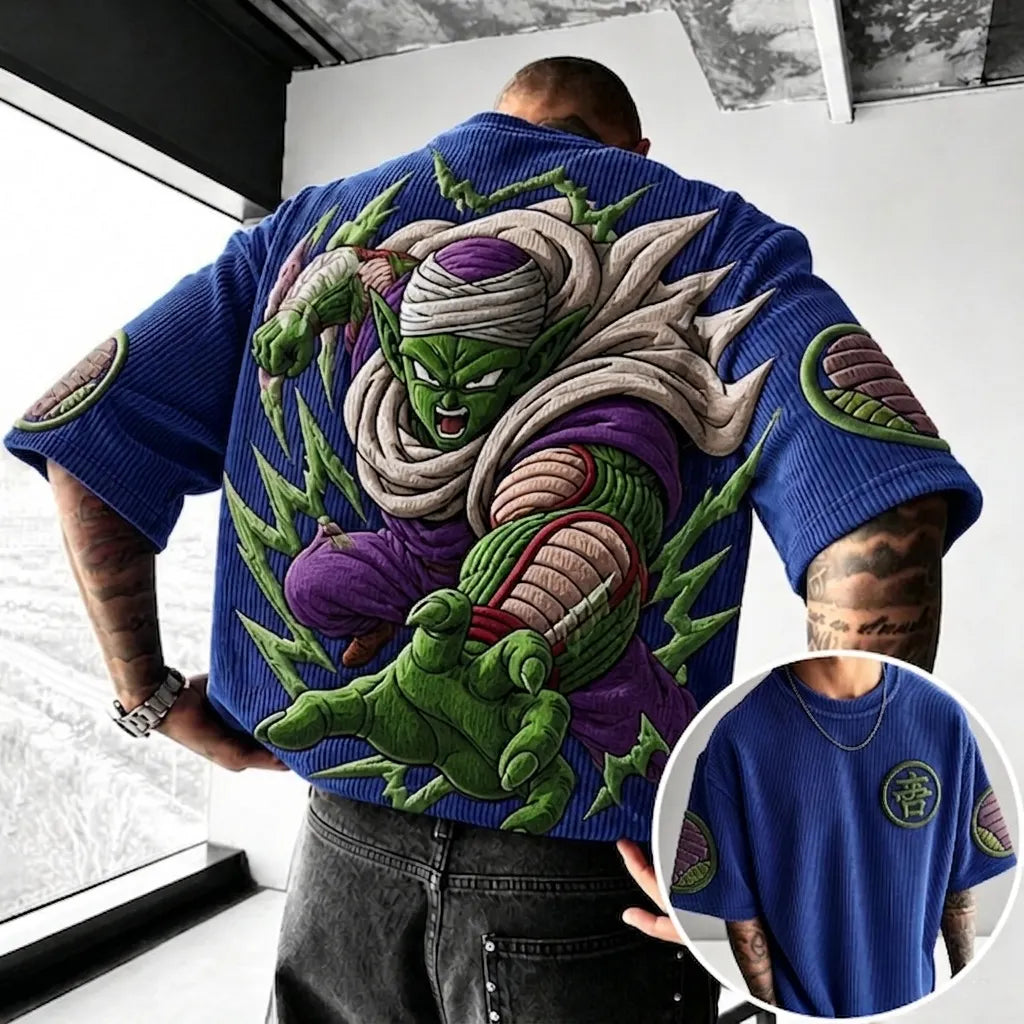 Dragon Ball Unisex Anime-Style Retro Corduroy Oversized T-Shirt