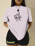 PKM-"Mewtwo" Anime Inspired Vintage Embroidered T-Shirt