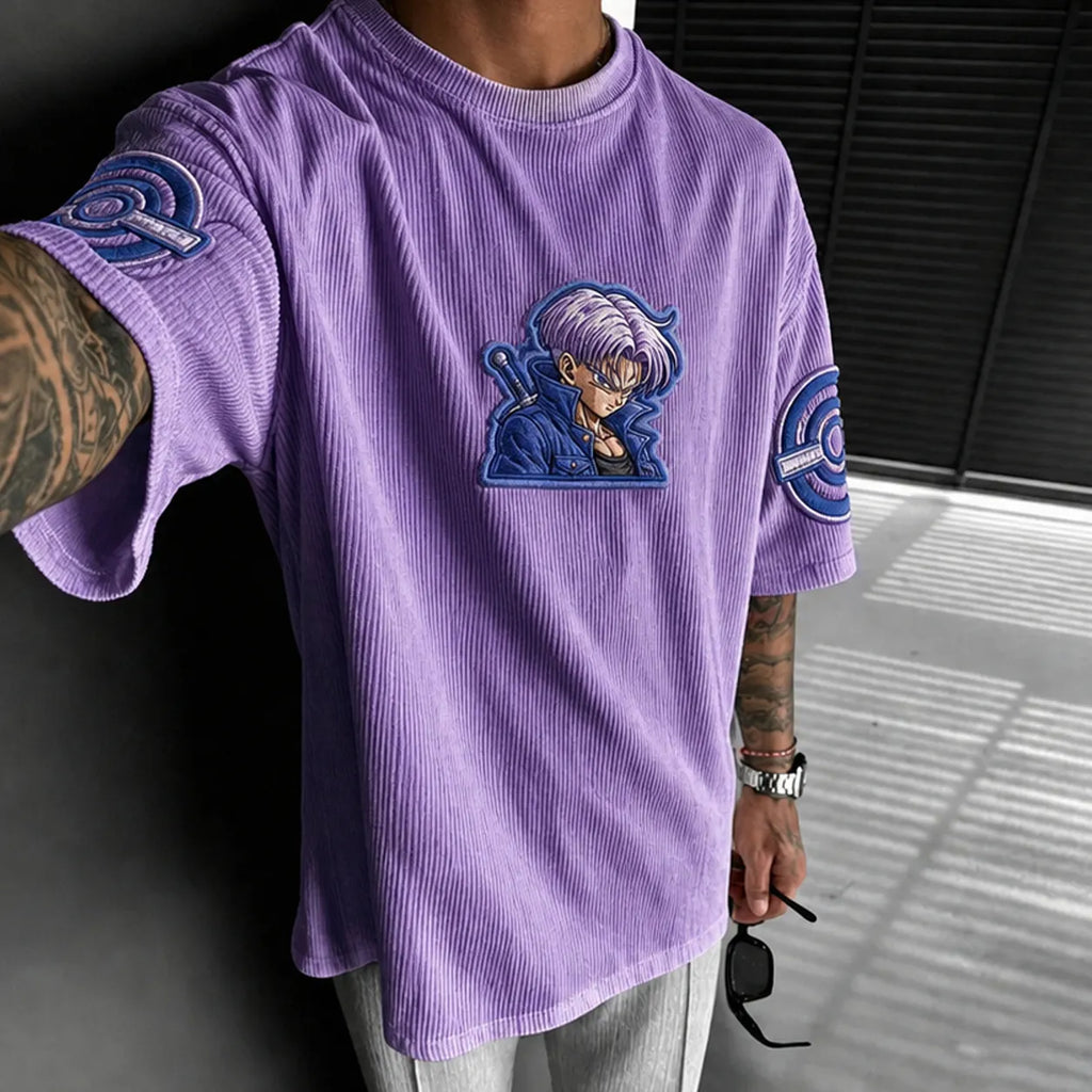 Dragon Ball Unisex Anime-Style Retro Corduroy Oversized T-Shirt