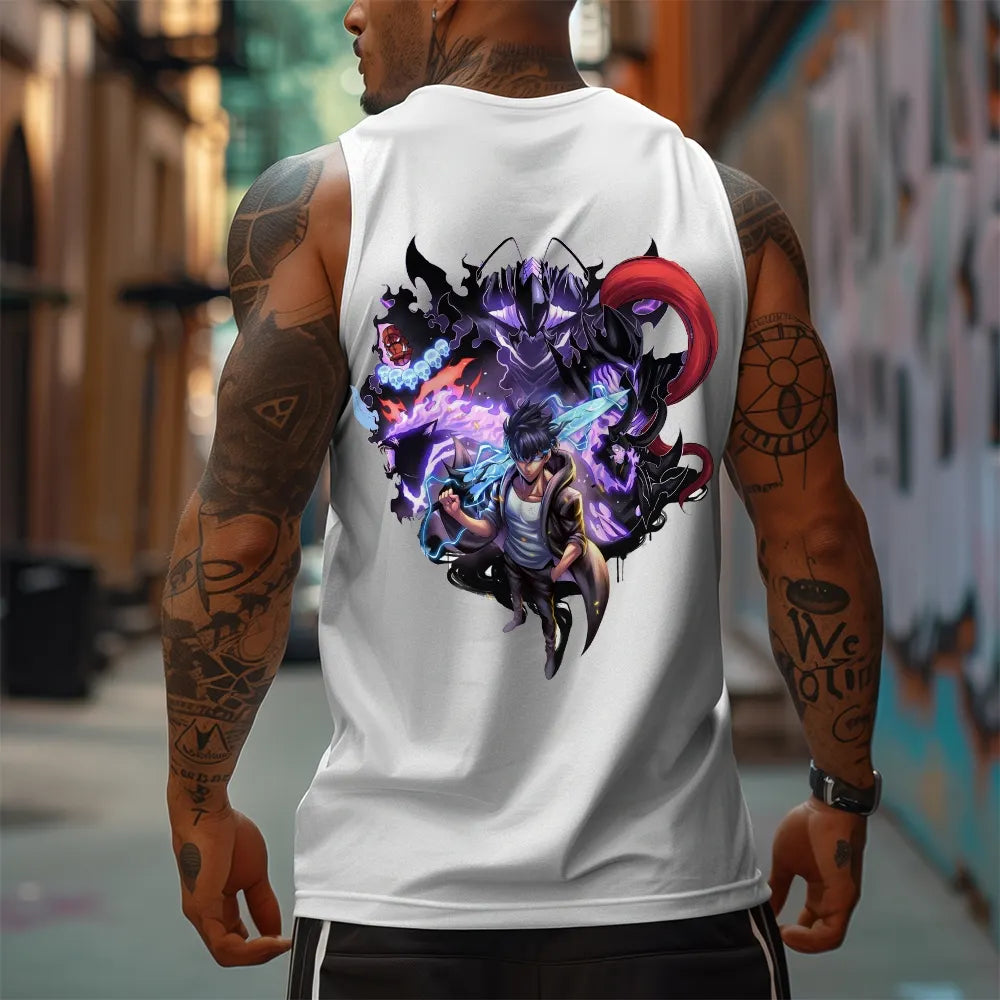 SL-Oversized Anime Print Gym Tank Top