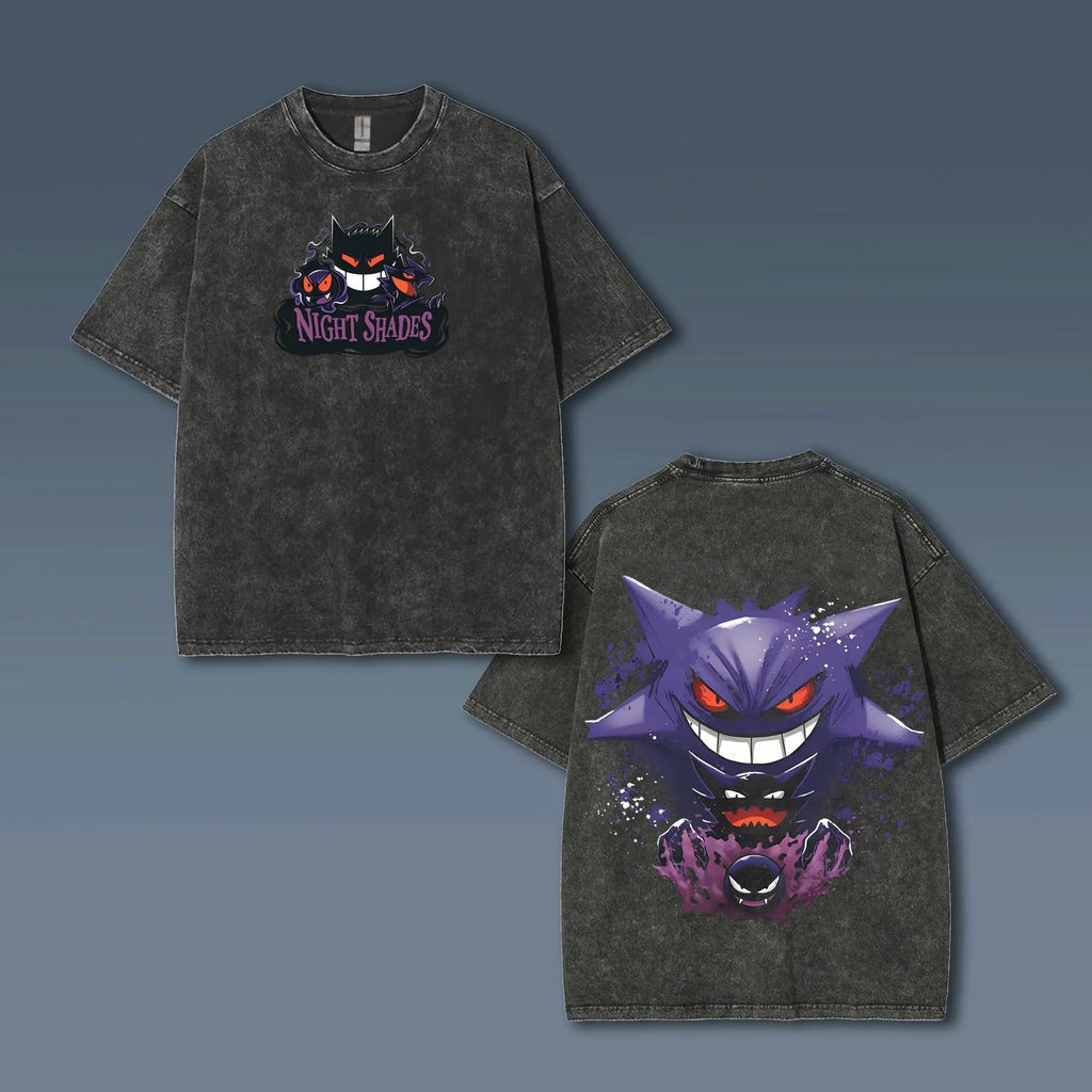 PKM-Unisex Anime Style Vintage Washed T-Shirt