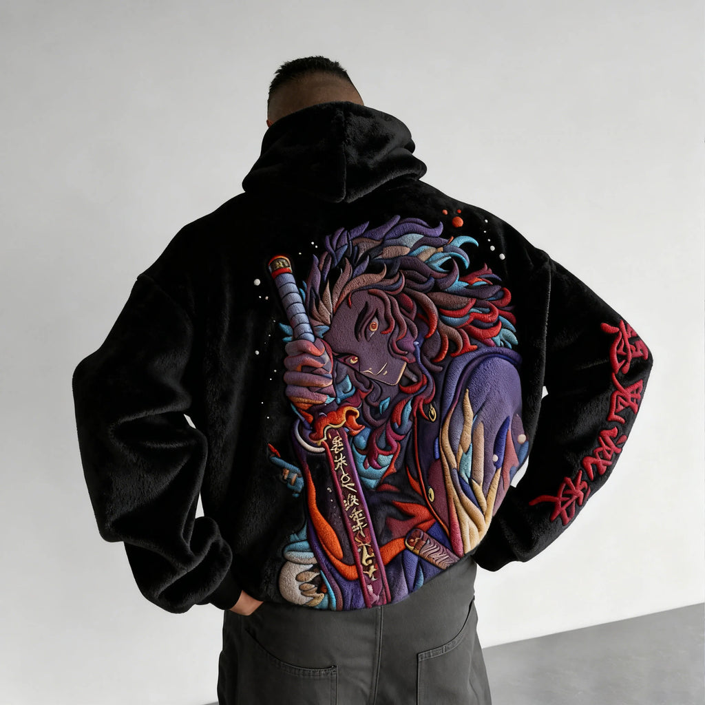 KNY Color-blocked Corduroy Hooded Sweatshirt