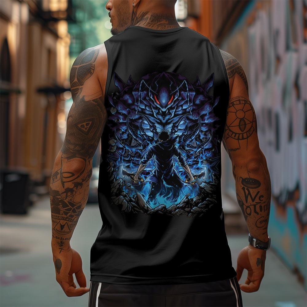 SL-Oversized Anime Print Gym Tank Top