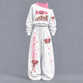 One Piece-Women's Asymmetric Off-Shoulder Cut-Out Sweatshirt & Wide-Leg Sweatpants 2-Piece Set