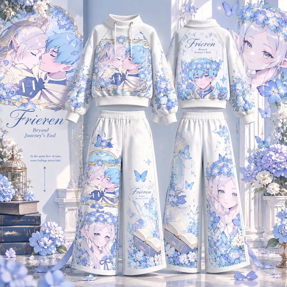 Frieren: Beyond Journey's End vintage hoodie and shorts set