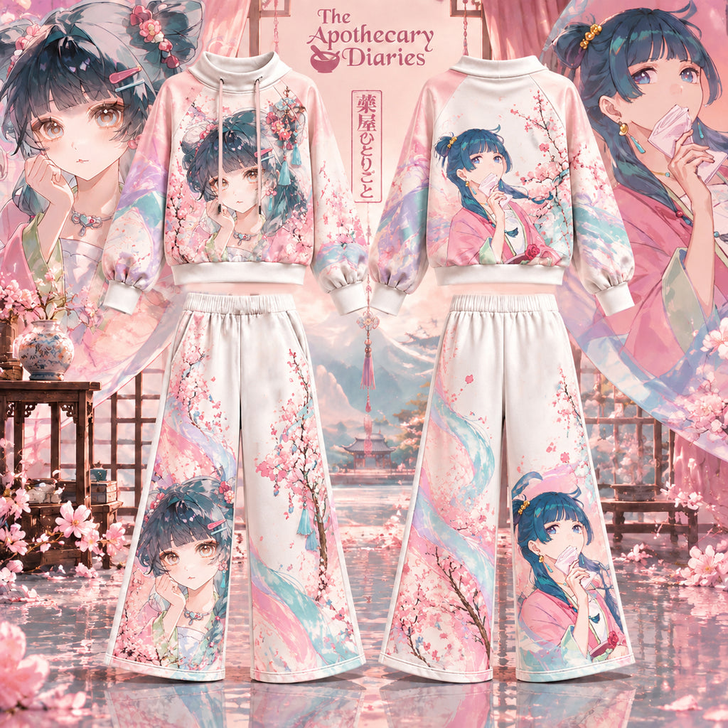 The Apothecary Diaries vintage hoodie and shorts set