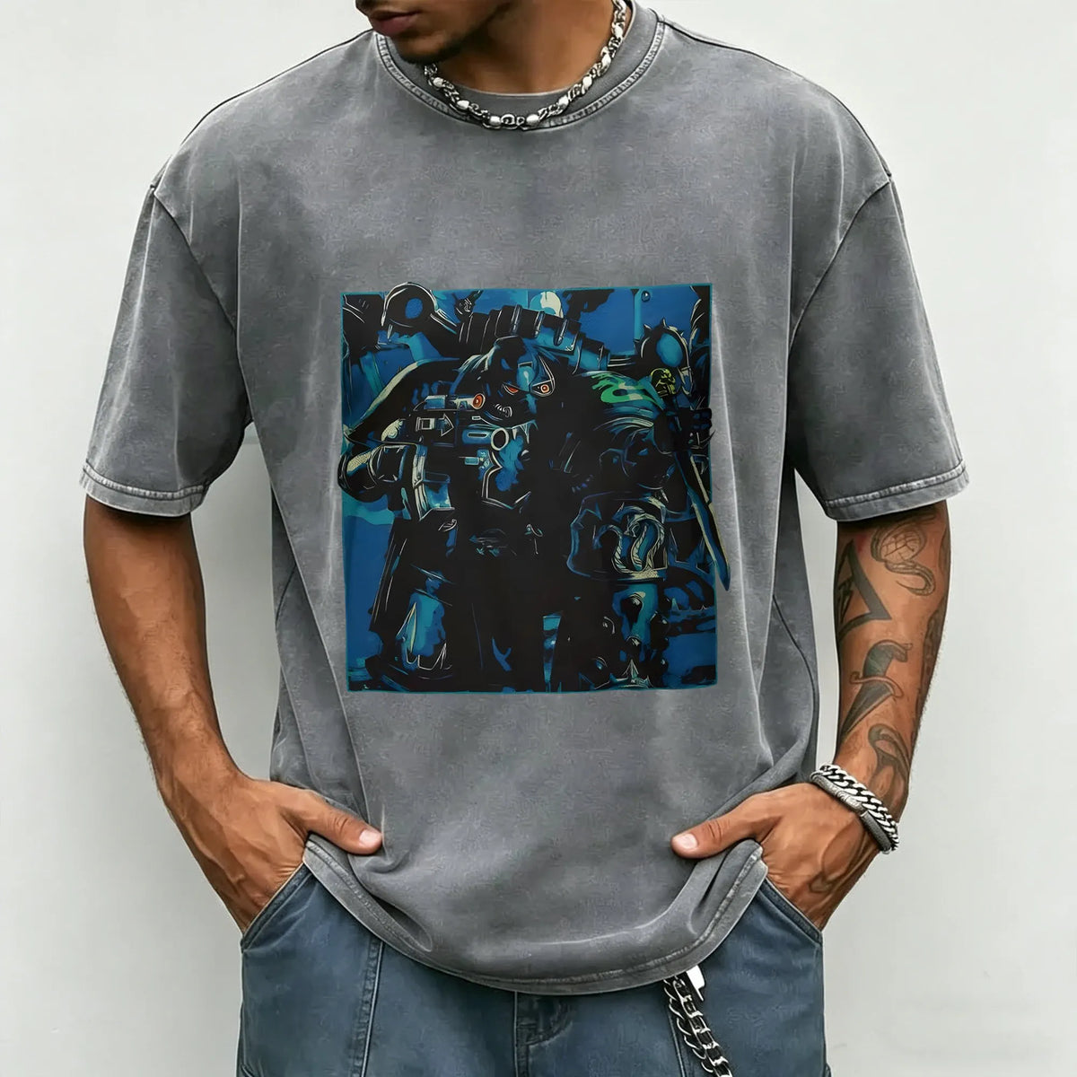 WH40K-Unisex Anime Inspired Vintage Washed T-Shirt