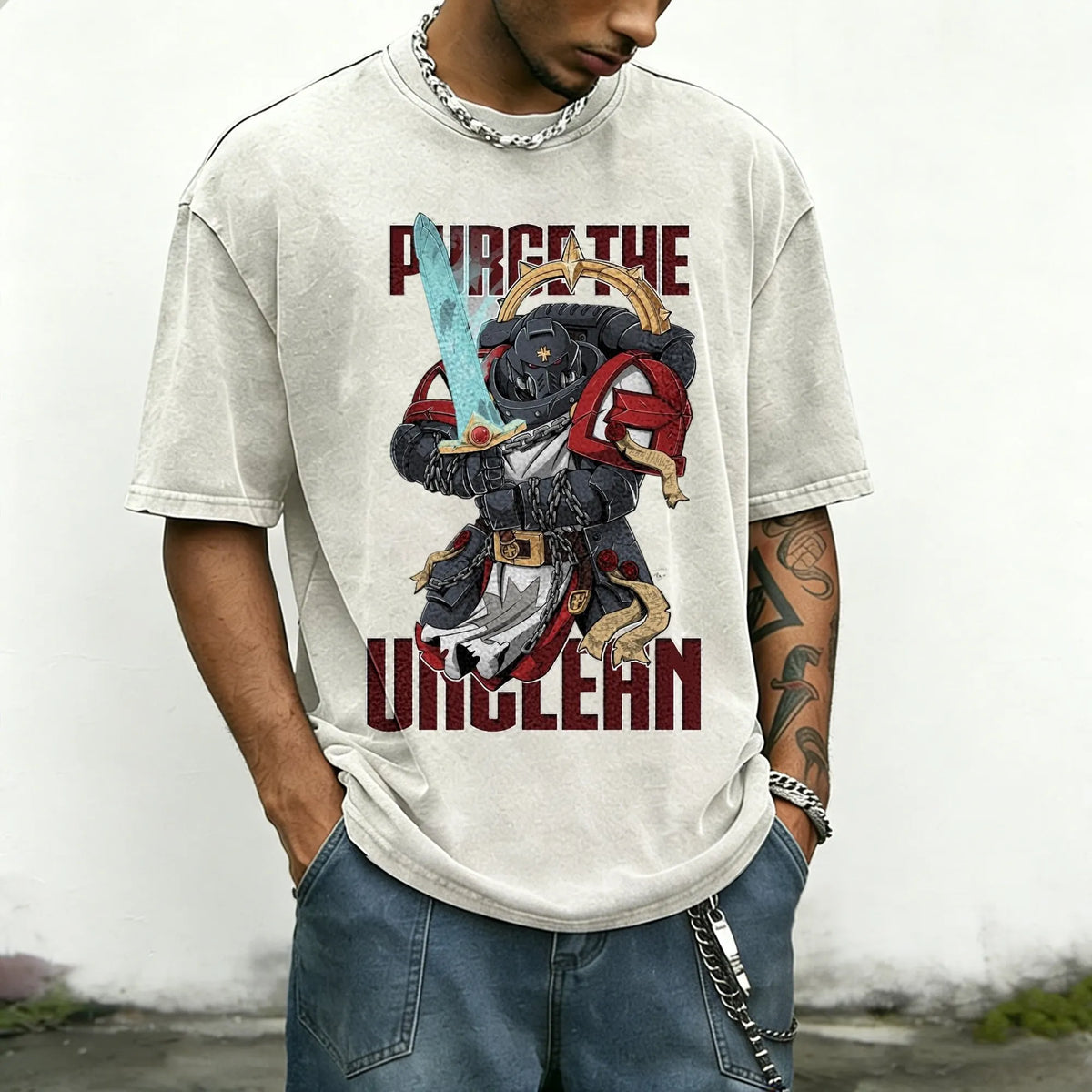 WH40K-Unisex Anime Inspired Vintage Washed T-Shirt