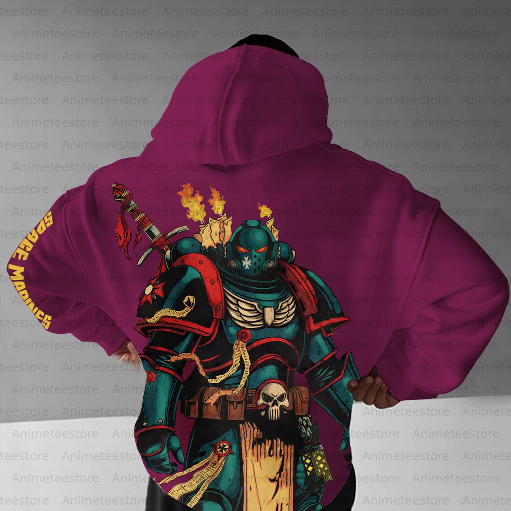 WH40K Game  Streetwear Vintage Hoodie-Black Templars