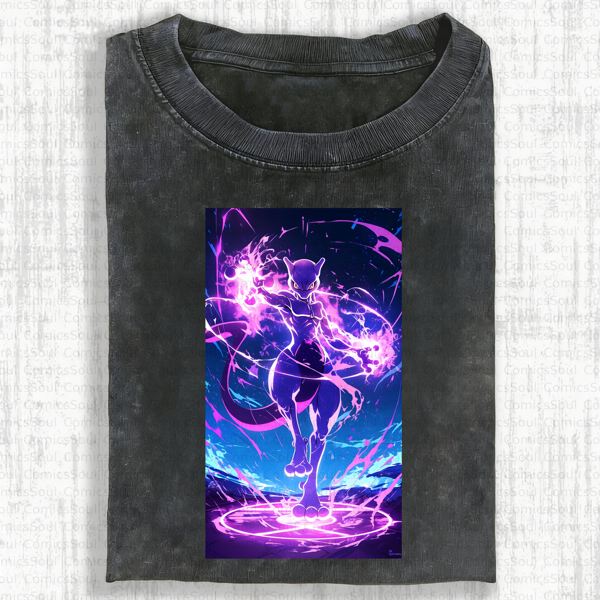 PKM-Unisex Anime Inspired Vintage Washed T-Shirt