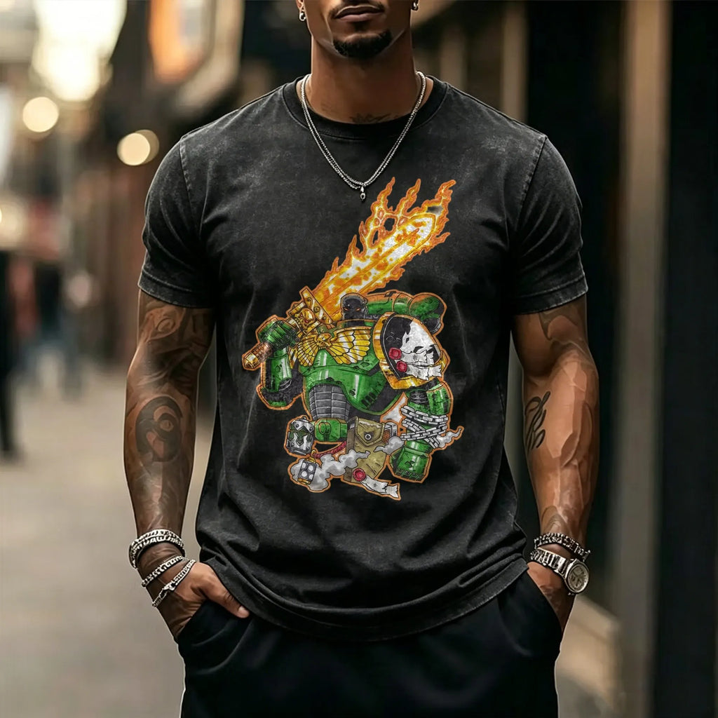 WH40K-Unisex Anime Inspired Vintage Washed T-Shirt l Salamander