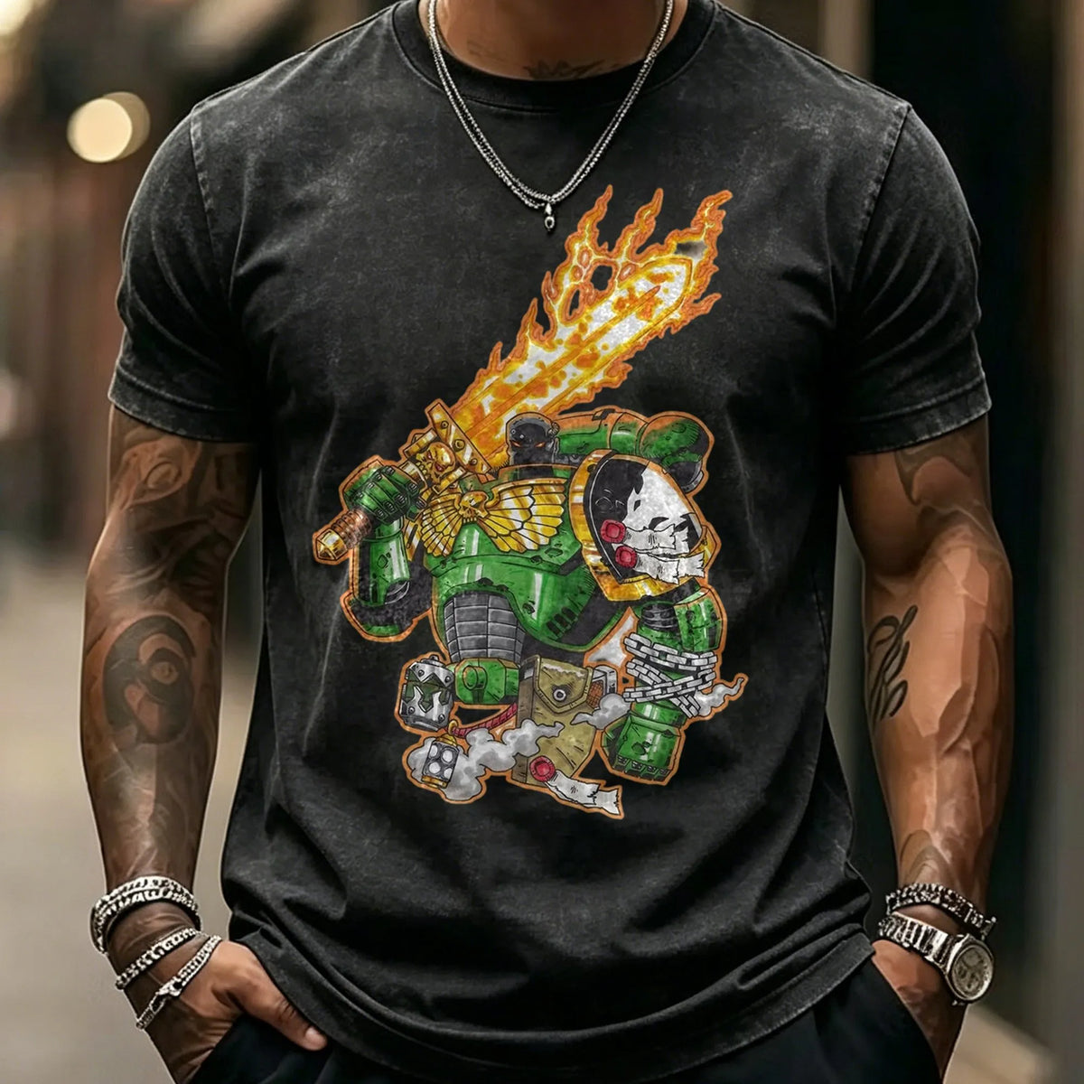 WH40K-Unisex Anime Inspired Vintage Washed T-Shirt l Salamander