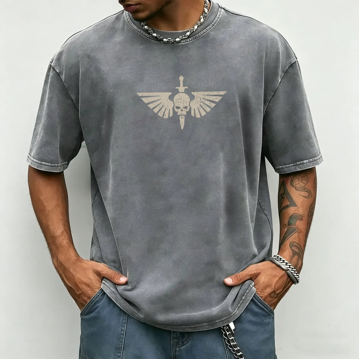 WH40K-Unisex Anime Inspired Vintage Washed T-Shirt