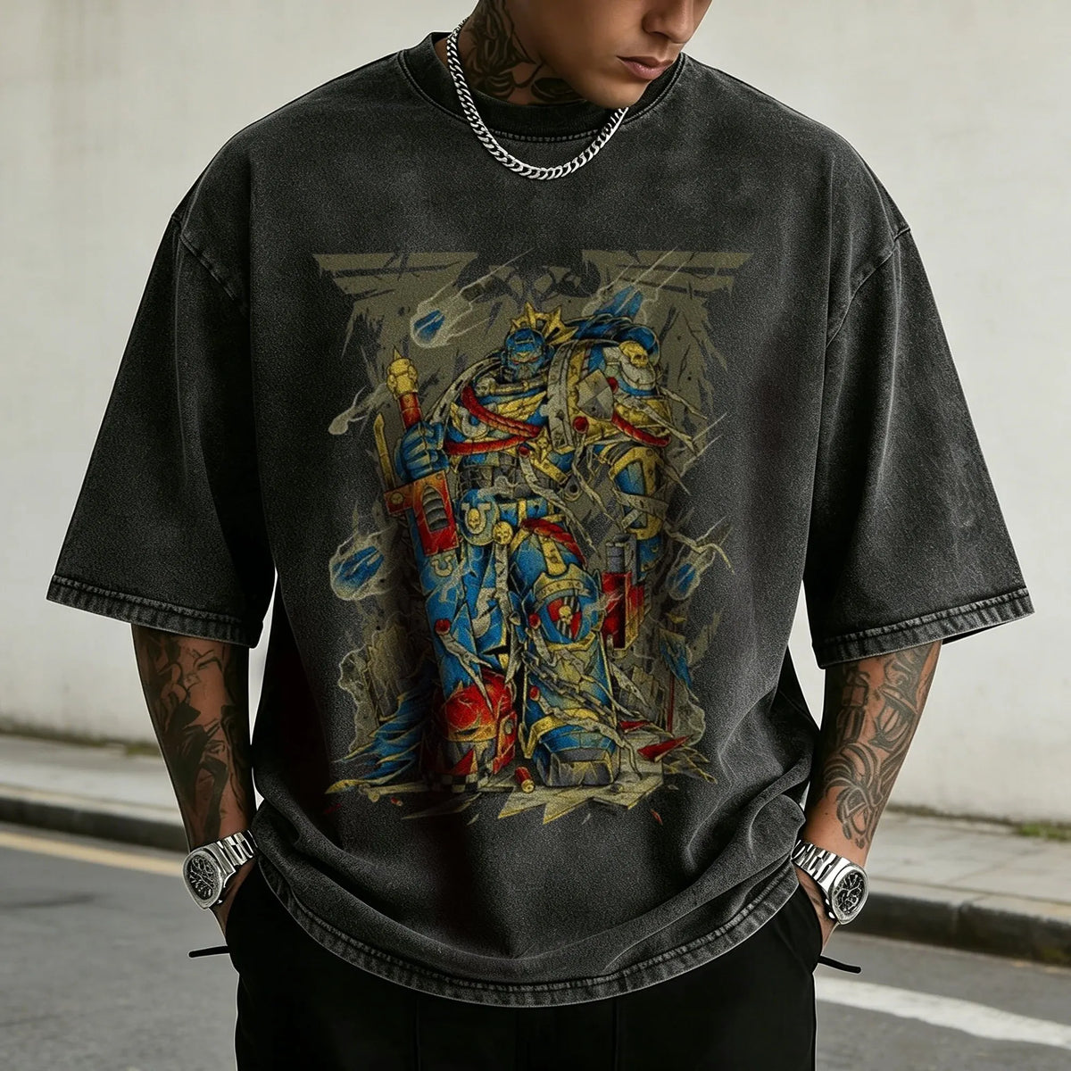 WH40K-Unisex Anime Inspired Vintage Washed T-Shirt