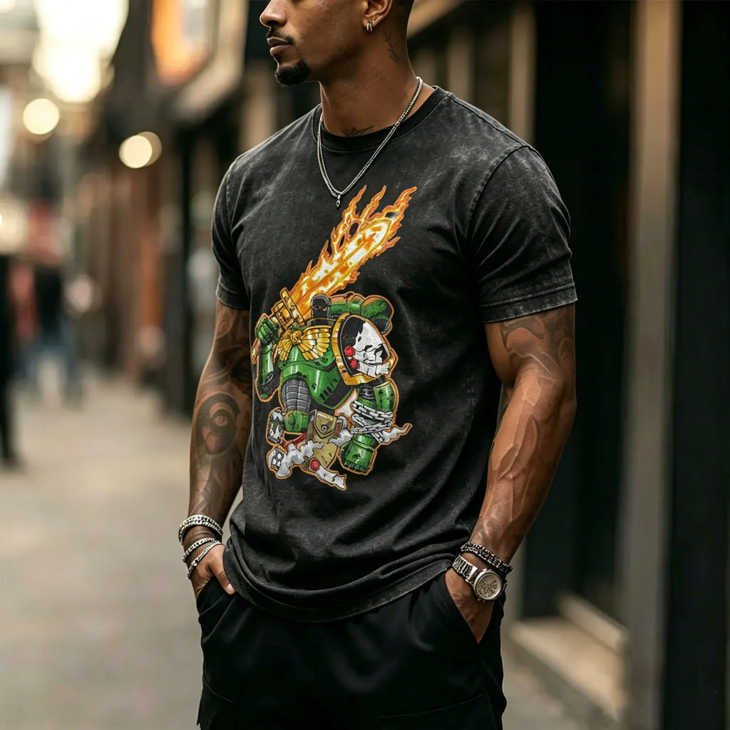 WH40K-Unisex Anime Inspired Vintage Washed T-Shirt l Salamander
