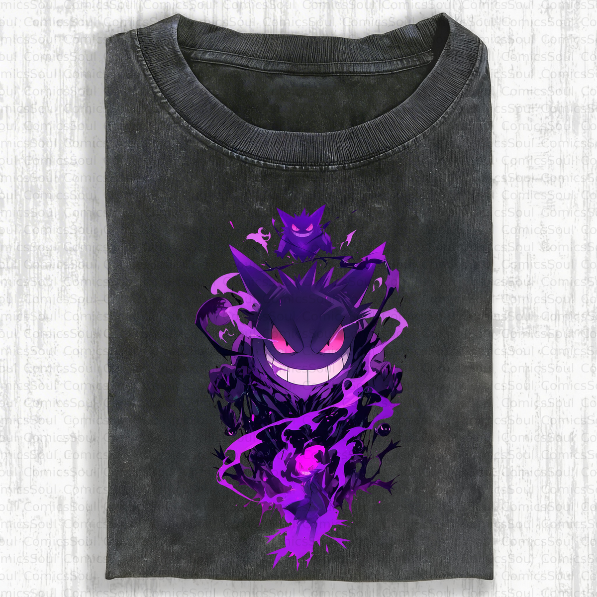 PKM-Unisex Anime Inspired Vintage Washed T-Shirt