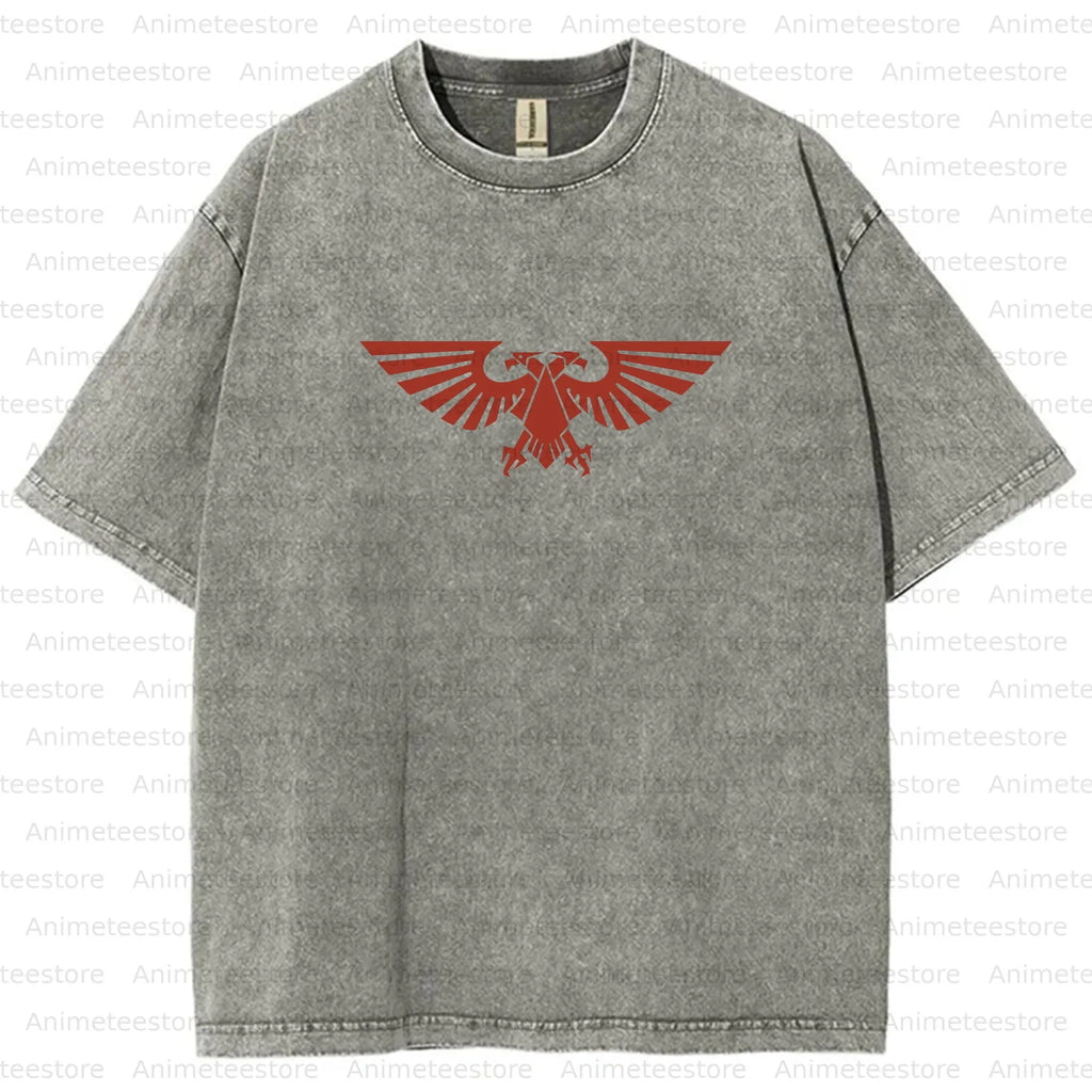 Vintage 3D Direct Inkjet Printed Washed Unisex T-Shirt| WH40K Game