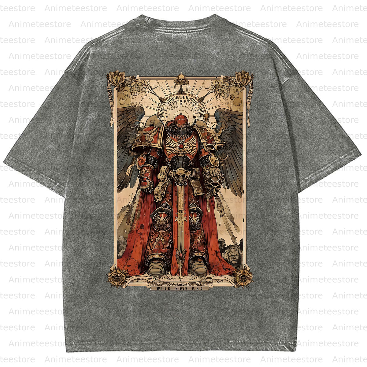 Vintage 3D Direct Inkjet Printed Washed Unisex T-Shirt| WH40K Game