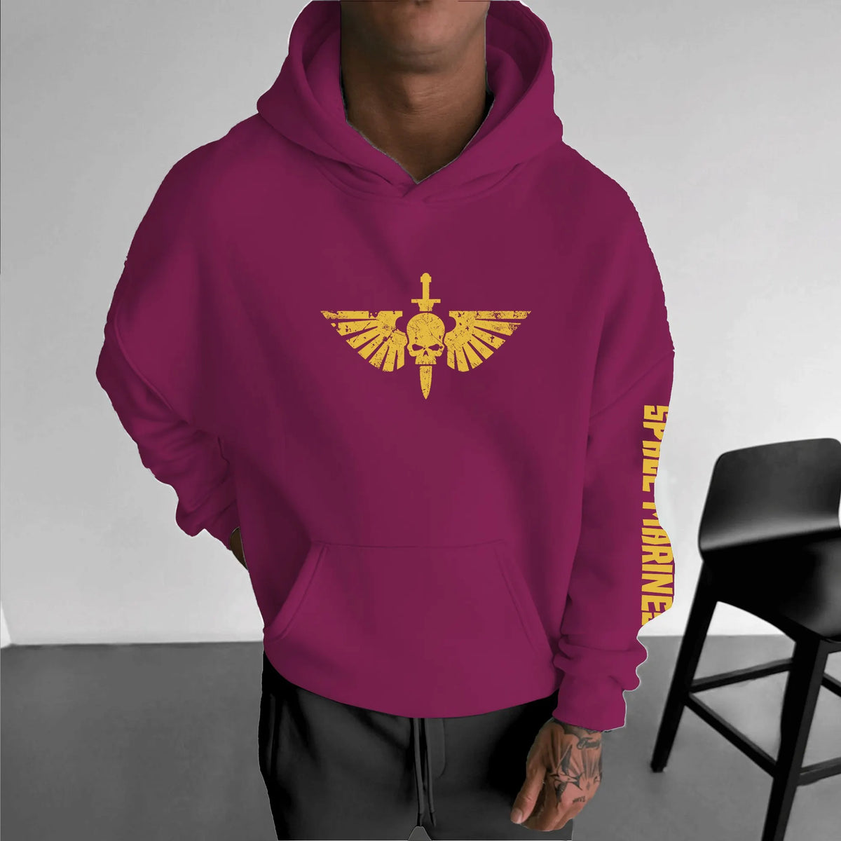 WH40K Game  Streetwear Vintage Hoodie-Black Templars