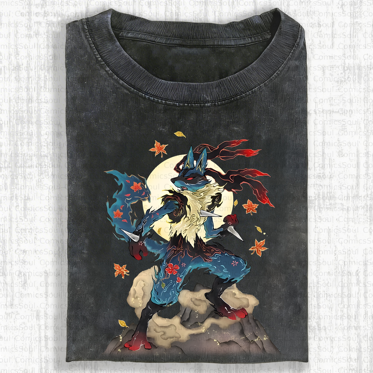 PKM-Unisex Anime Inspired Vintage Washed T-Shirt