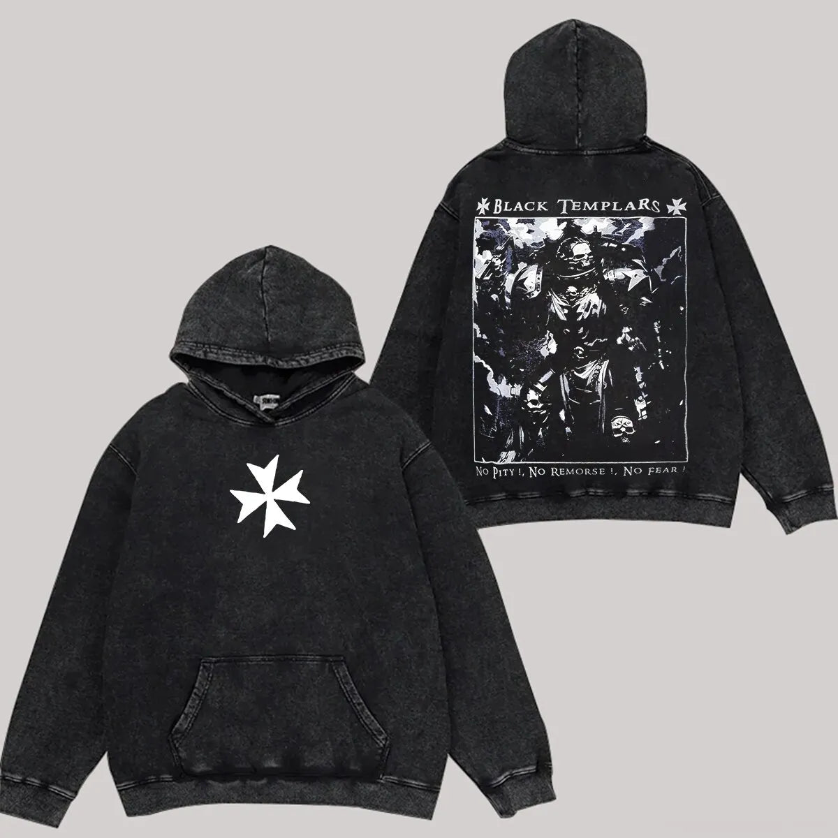 Black Templars Printed Unisex Washed Hoodie
