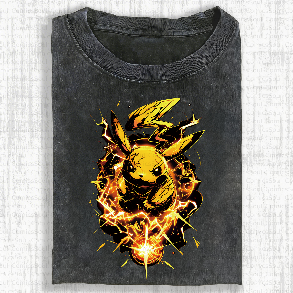 PKM-Unisex Anime Inspired Vintage Washed T-Shirt