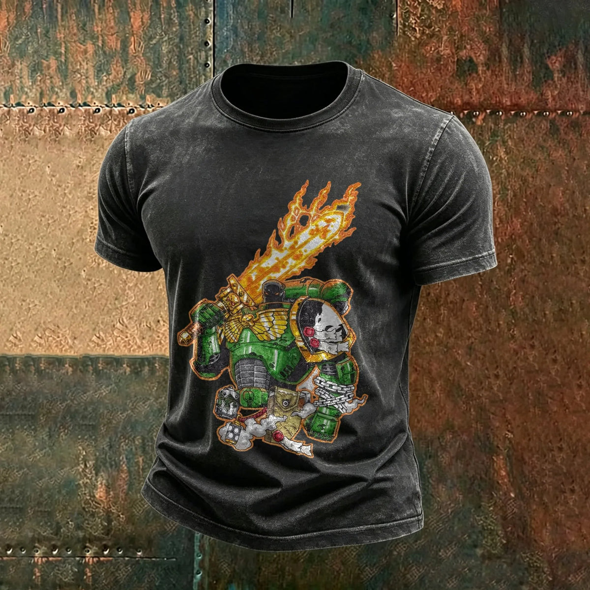 WH40K-Unisex Anime Inspired Vintage Washed T-Shirt l Salamander