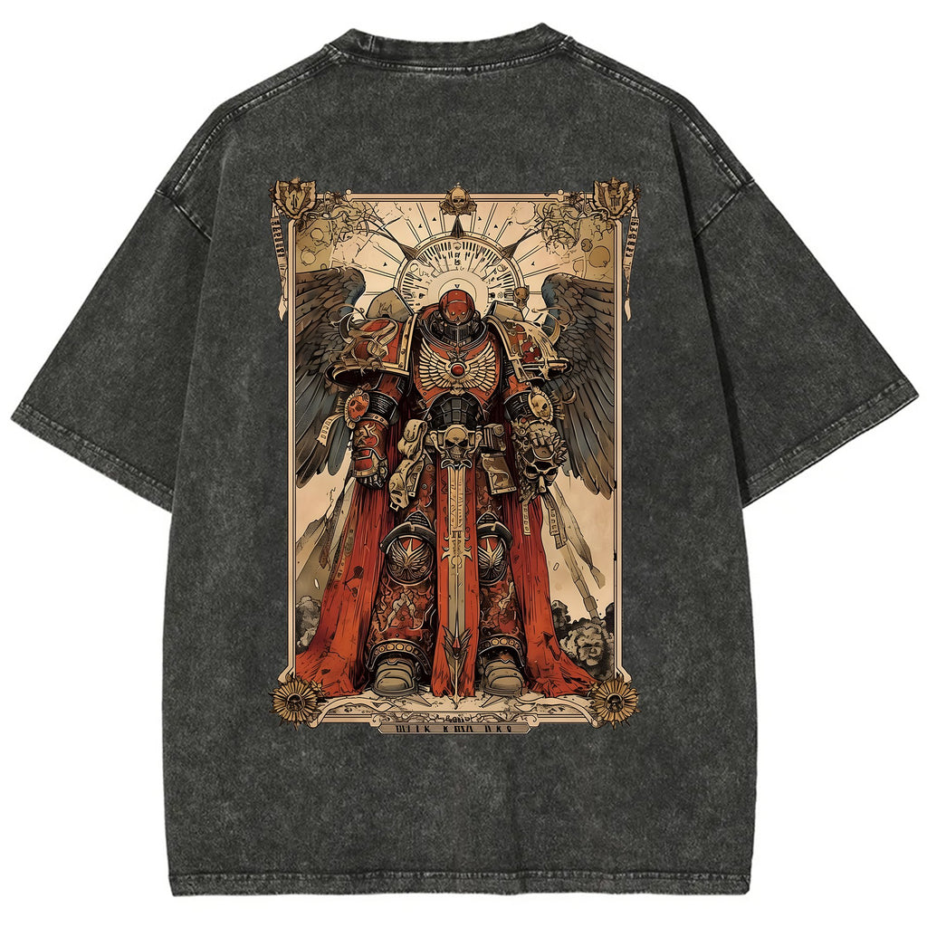 Vintage 3D Direct Inkjet Printed Washed Unisex T-Shirt| WH40K Game